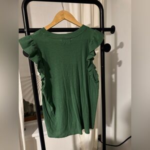 NATION Green Ruffle Sleeve Top